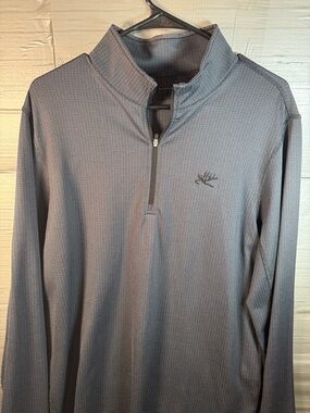 Dunning Golf Men's Embroidered Dark Steel Blue Quarter-Zip Pullover M